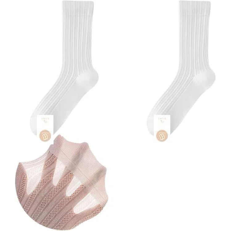 黛梦恋 透气凉感超薄纯色简约中筒袜 女款