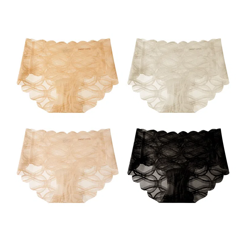 欧迪芬 无痕网纱轻薄透气蕾丝抑菌裆不夹臀不勒腿清凉款清新淡雅内裤 女款
