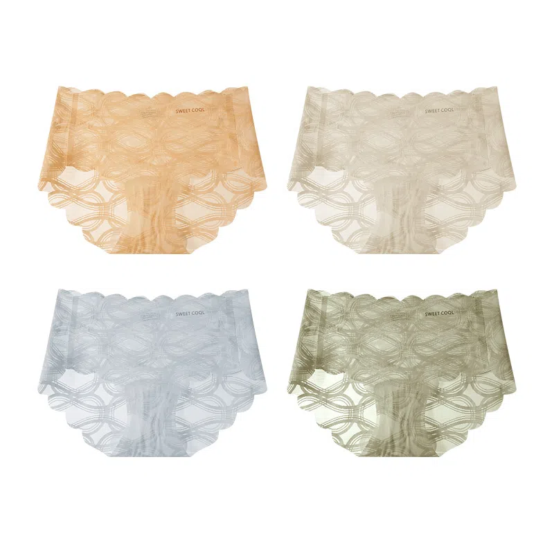 欧迪芬 无痕网纱轻薄透气蕾丝抑菌裆不夹臀不勒腿清凉款清新淡雅内裤 女款