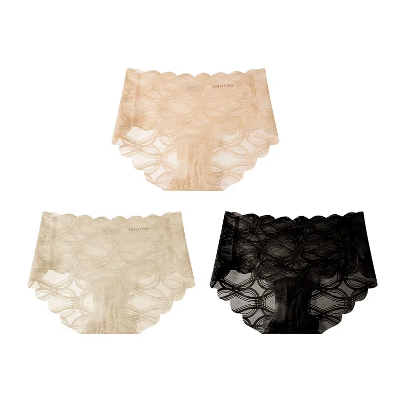 欧迪芬 无痕网纱轻薄透气蕾丝抑菌裆不夹臀不勒腿清凉清新淡雅内裤 女款