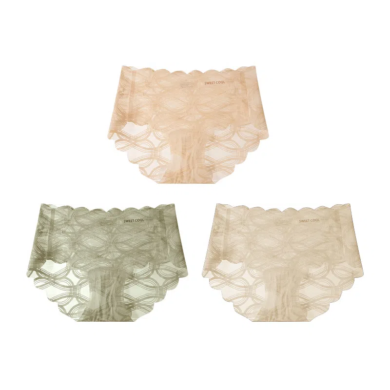 欧迪芬 无痕网纱轻薄透气蕾丝抑菌裆不夹臀不勒腿清凉清新淡雅内裤 女款