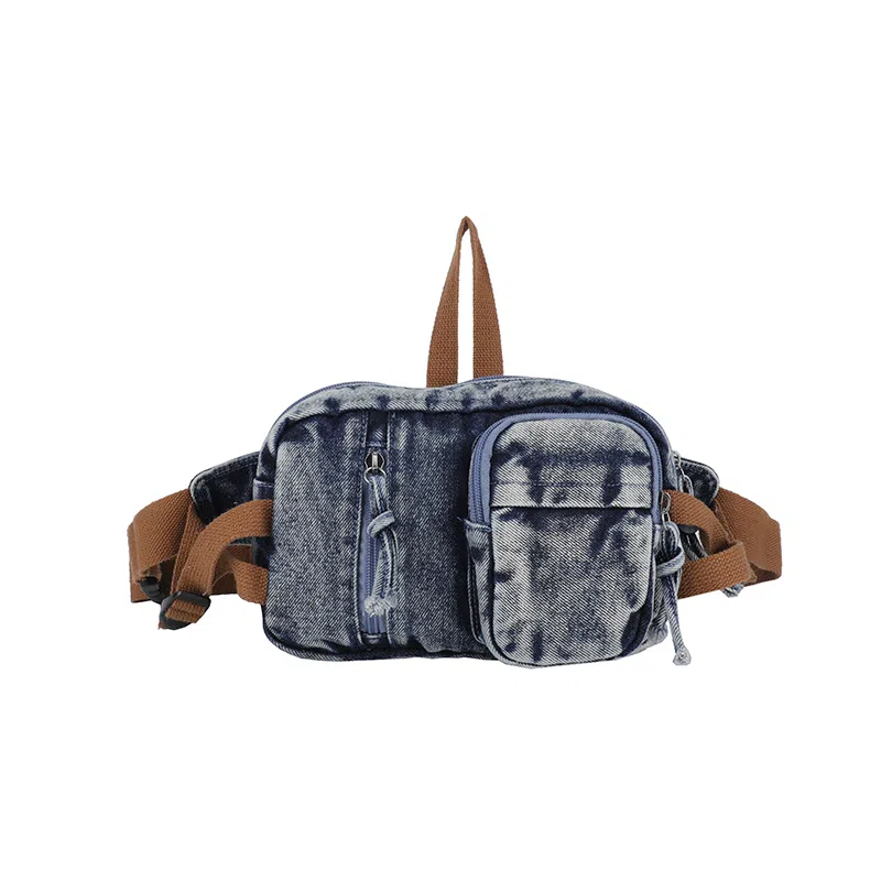 德力熊 复古百搭小众设计时尚轻便 牛仔布 腰包 常规 男女同款情侣款 多色