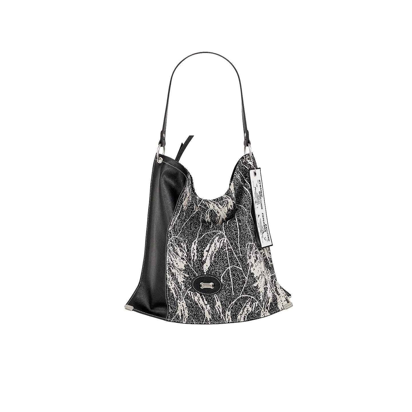 大犬乌马 大容量百搭通勤 织物 水桶包单肩包 大号 女款 提花黑