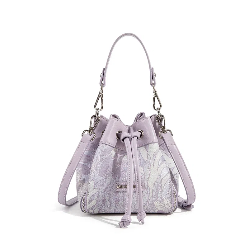 MACKJANICE Embroidered Drawstring Bucket Bag