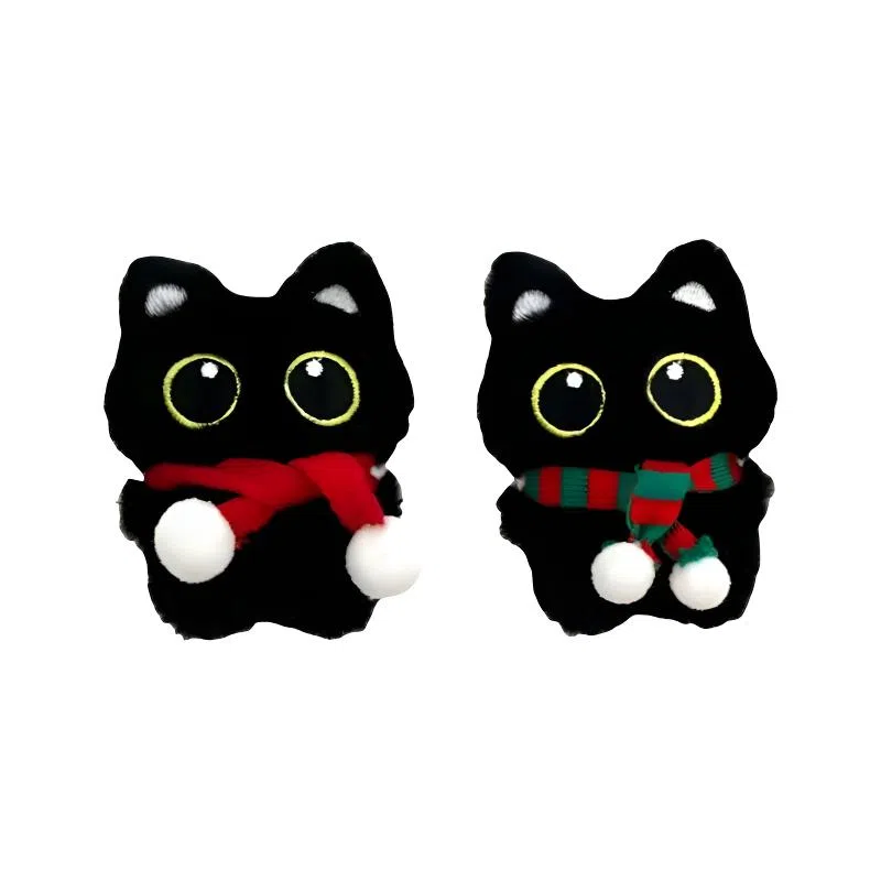 丹琴 煤球小黑猫咪 可爱卡通精灵玩偶萌趣创意手玩把件公仔书包背包挂饰百搭汽车钥匙扣 毛绒 挂件 男女同款情侣款