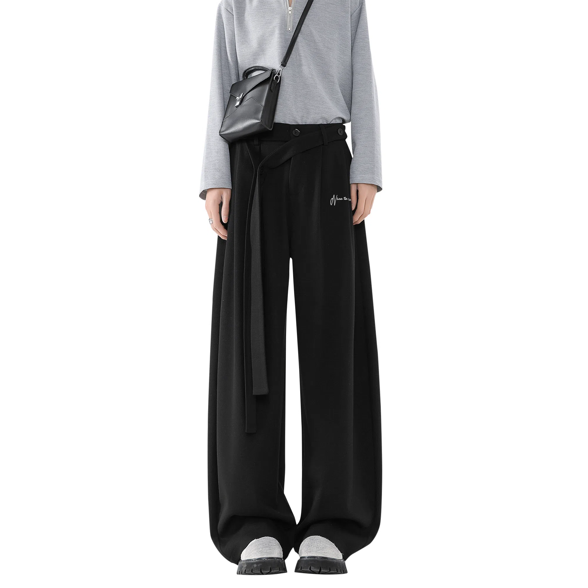 王者荣耀 美式高街纯色直筒垂感长裤宽松舒适痞帅青少年休闲百搭时尚潮牌西装裤 标语款 男女同款