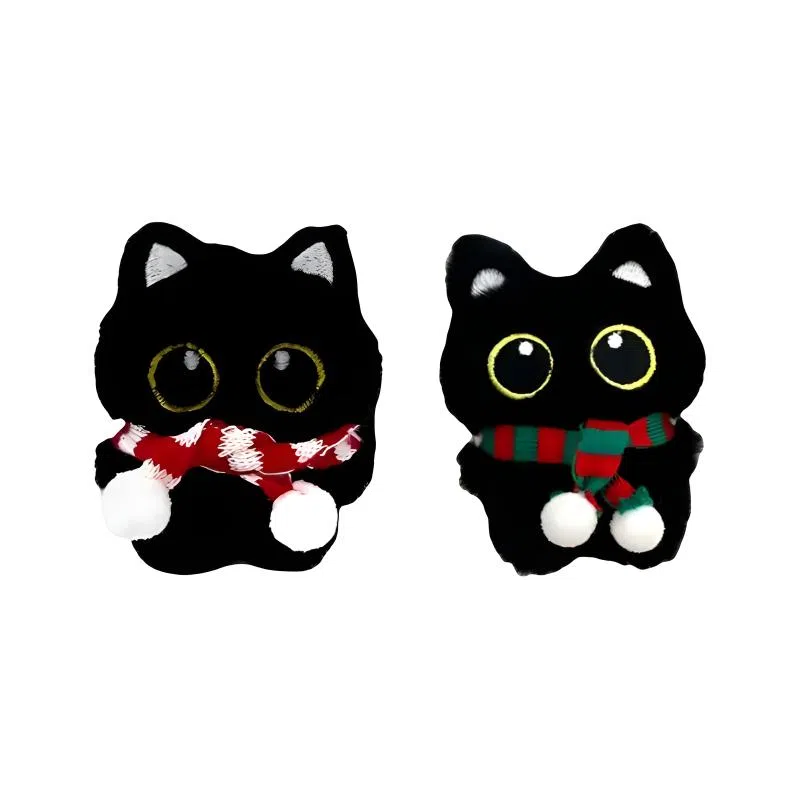 丹琴 煤球小黑猫咪 可爱卡通精灵玩偶萌趣创意手玩把件公仔书包背包挂饰百搭汽车钥匙扣 毛绒 挂件 男女同款情侣款