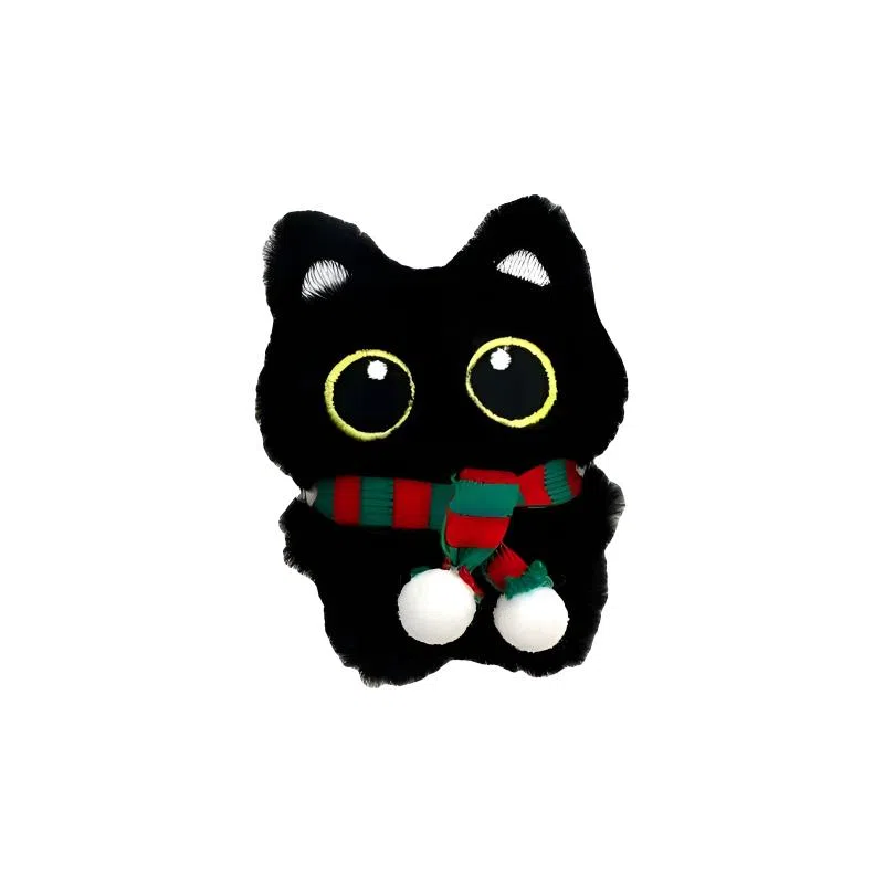 丹琴 煤球小黑猫咪 可爱卡通精灵玩偶萌趣创意手玩把件公仔书包背包挂饰百搭汽车钥匙扣 毛绒 挂件 男女同款情侣款