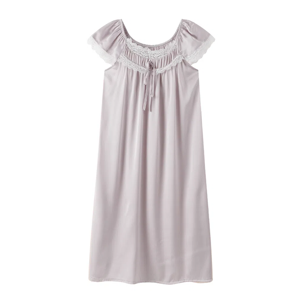 Gongdie Simple Korean Style Ice Silk Nightdress