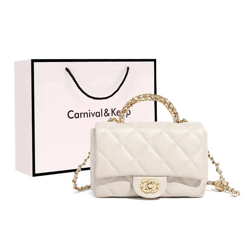 Carnival Keep Classic Quilted Chain Crossbody Small Black Red