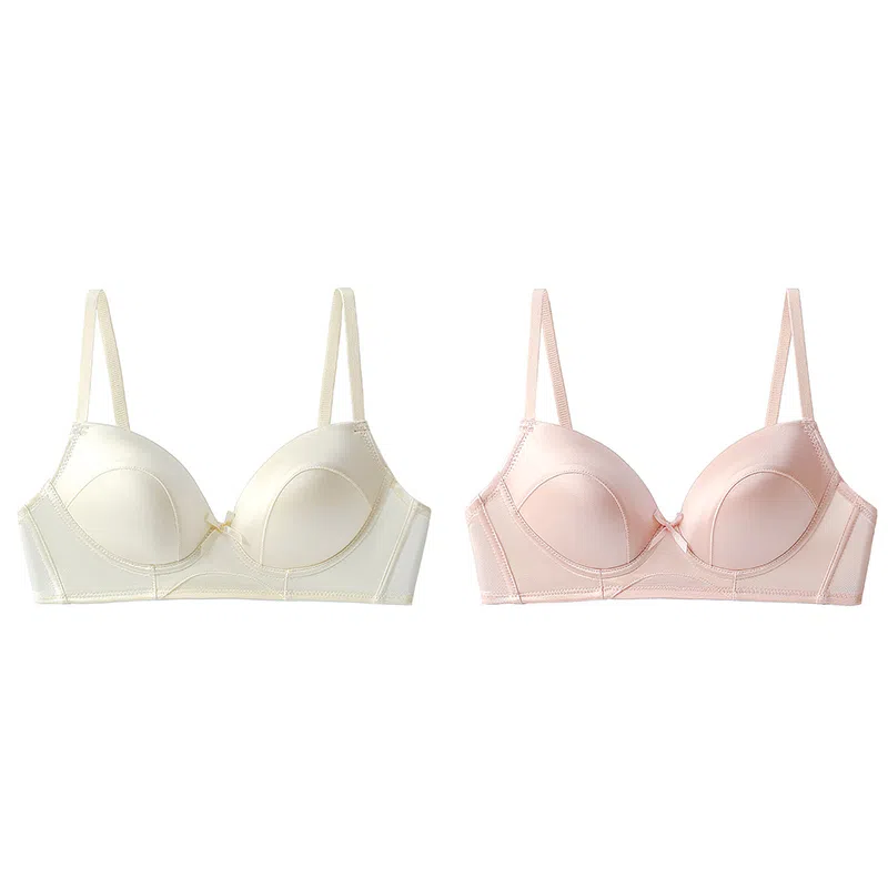 欧迪芬 裸感无痕冰丝轻薄透气亲肤柔软软支撑上托聚拢防下垂收副乳夏季冰凉感两件装文胸 女款