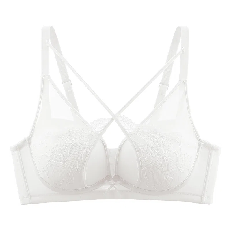 欧迪芬 裸感无痕冰丝轻薄透气亲肤柔软反重力提拉蕾丝性感优雅上托聚拢防下垂收副乳夏季冰凉感文胸 女款