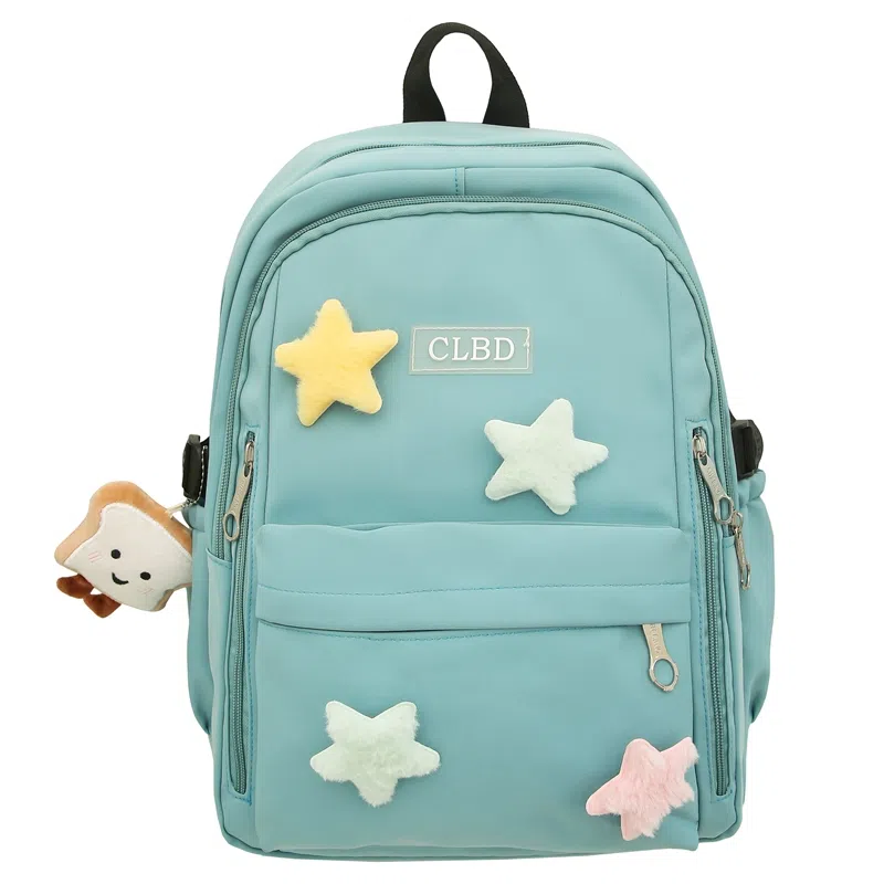 行途 可爱简约学院风 尼龙 双肩包 常规 女款 黑色/粉色/绿色/紫色