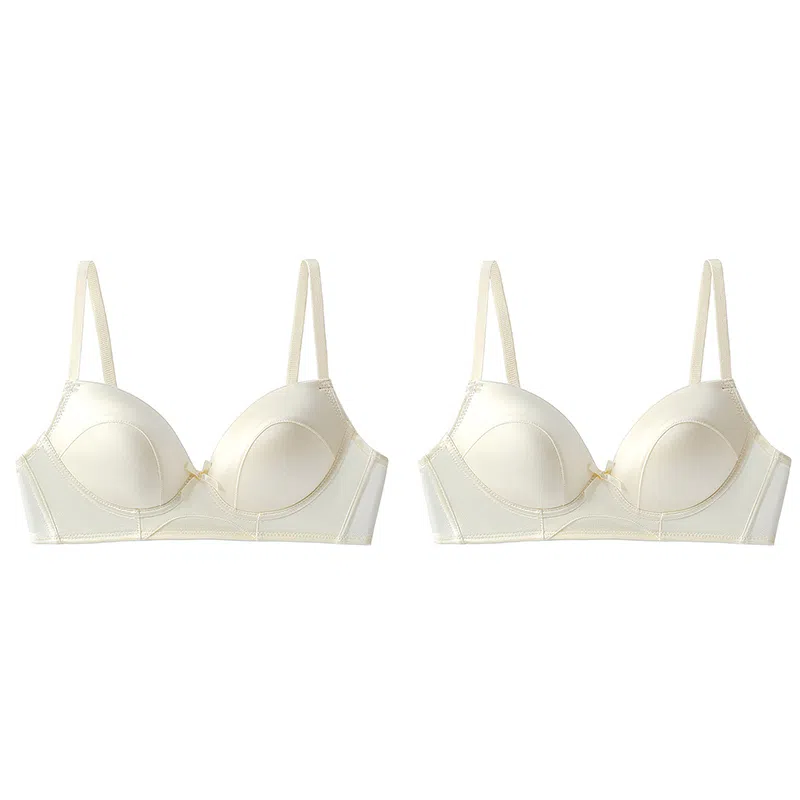 欧迪芬 裸感无痕冰丝轻薄透气亲肤柔软软支撑上托聚拢防下垂收副乳夏季冰凉感两件装文胸 女款