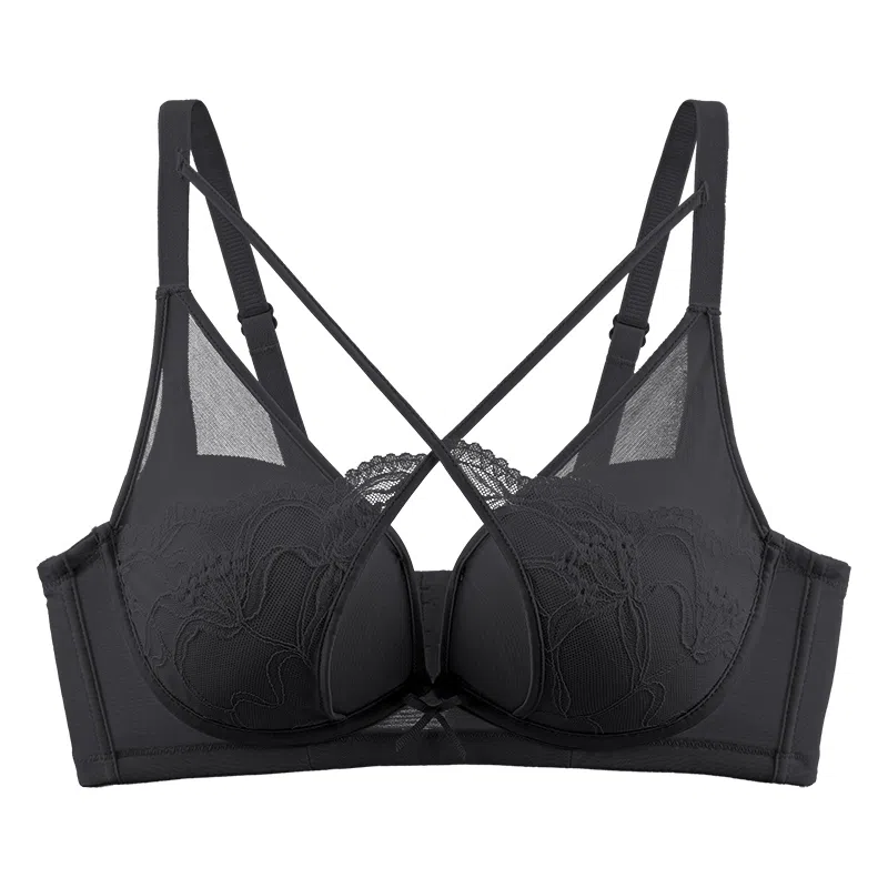 欧迪芬 裸感无痕冰丝轻薄透气亲肤柔软反重力提拉蕾丝性感优雅上托聚拢防下垂收副乳夏季冰凉感文胸 女款