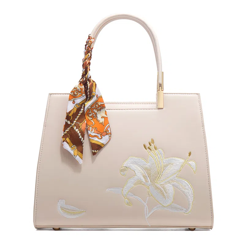 老人头 新中式大气国风刺绣优雅知性单肩斜挎包 合成革 手提包 常规 女款 多色