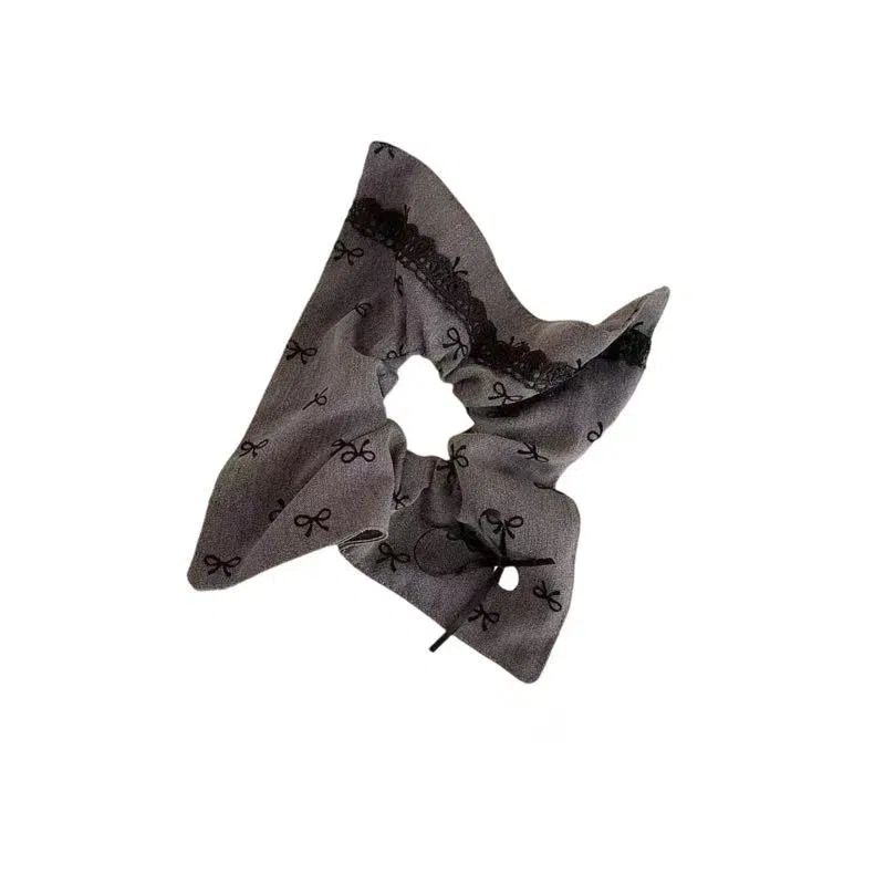 希铃 格雷系蝴蝶结印花#好运 布艺 发圈 女款