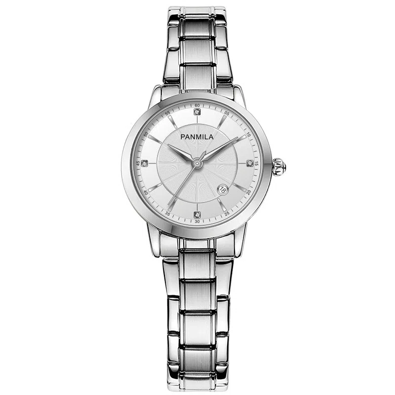 Fanmila Quartz Pink Dial Steel Strap Watch