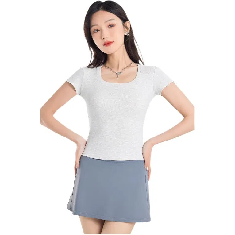 欧迪芬  夏季运动半身裙女高腰弹力假两件短裤女防走光网球羽毛球跑步高尔夫冰感透气速干百褶显瘦纯色舒适户外百搭  瑜伽短裙  女款