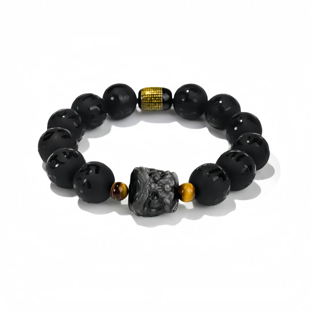 丰运阁 国潮醒狮起势转运顺风顺水顺财神 新中式招财时尚简约复古百搭高级感七夕限定礼赠 好运 琉璃 手串 男款