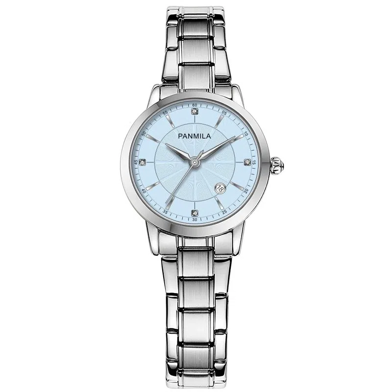 Fanmila Quartz Pink Dial Steel Strap Watch