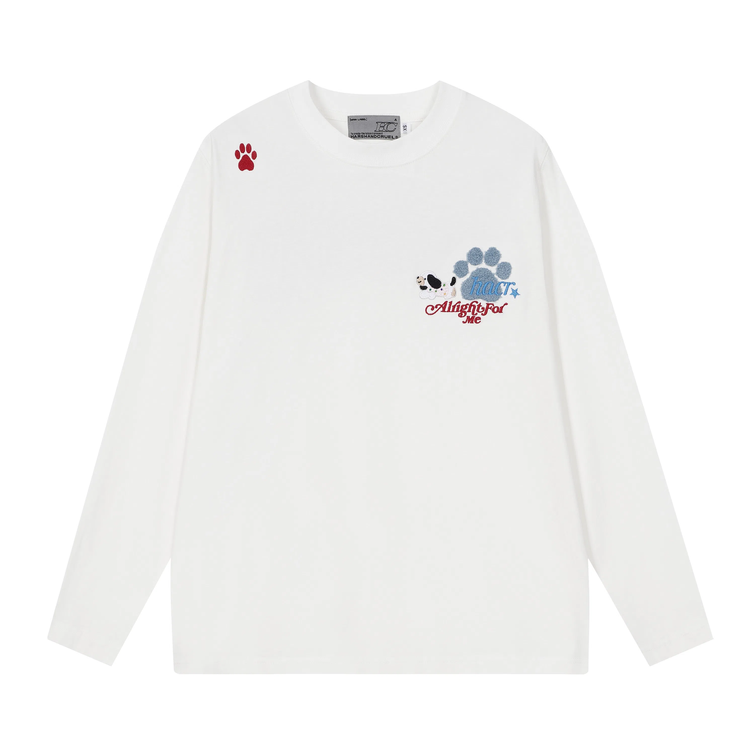 HARSH AND CRUEL Embroidered Puppy Long Sleeve T-Shirt