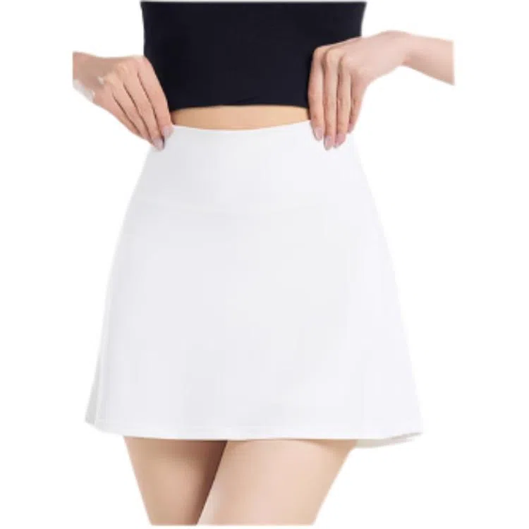 欧迪芬  夏季运动半身裙女高腰弹力假两件短裤女防走光网球羽毛球跑步高尔夫冰感透气速干百褶显瘦纯色舒适户外百搭  瑜伽短裙  女款