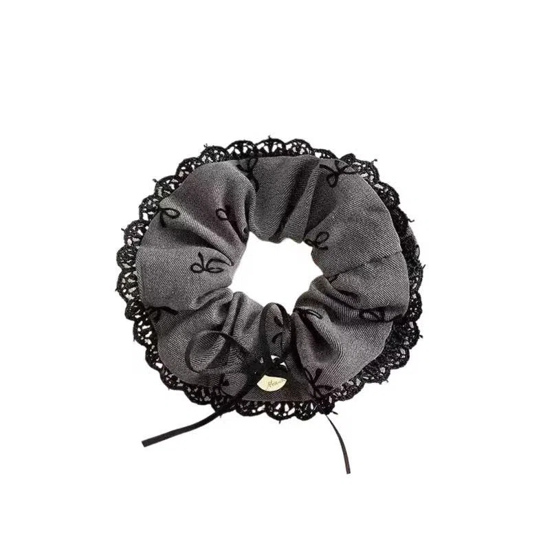 希铃 格雷系蝴蝶结印花#好运 布艺 发圈 女款