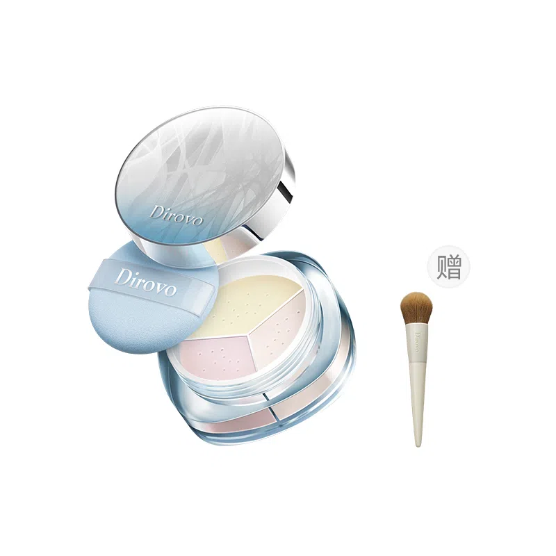 蒂洛薇 冰川定妆控油水散粉蜜粉三色 自然防水彩妆持久不晕染不脱妆清透素颜不卡粉定妆