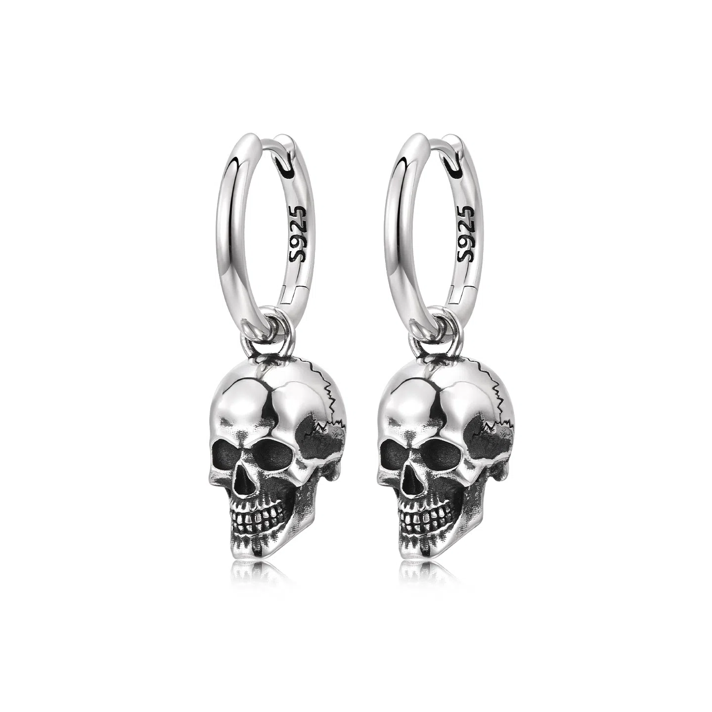 IDEAGEMER Skull Silver Earrings