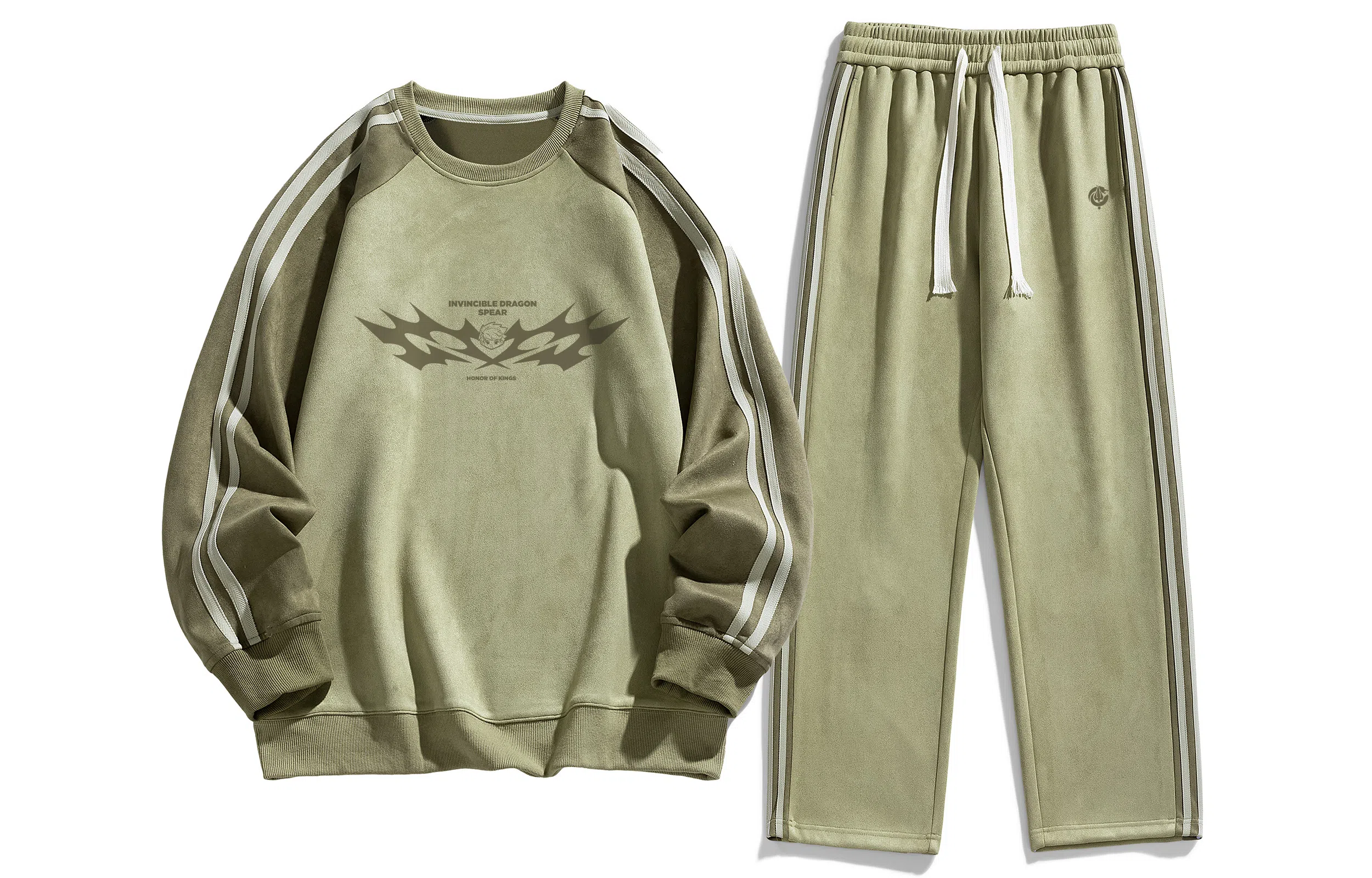 王者荣耀 美式复古拼接撞色长袖圆领上衣长裤两件套宽松舒适居家户外通勤百搭时尚休闲运动套装 男女同款