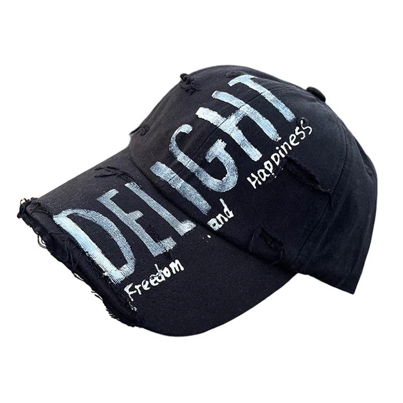 浪莎 时尚涂鸦字母破洞潮流风 棉 鸭舌帽 男女同款情侣款