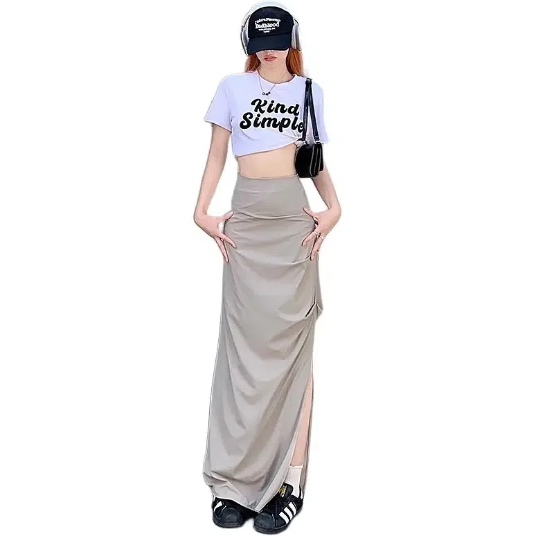 桴生 欧美风设计感开叉修身包臀通勤半身裙休闲长裙 女款