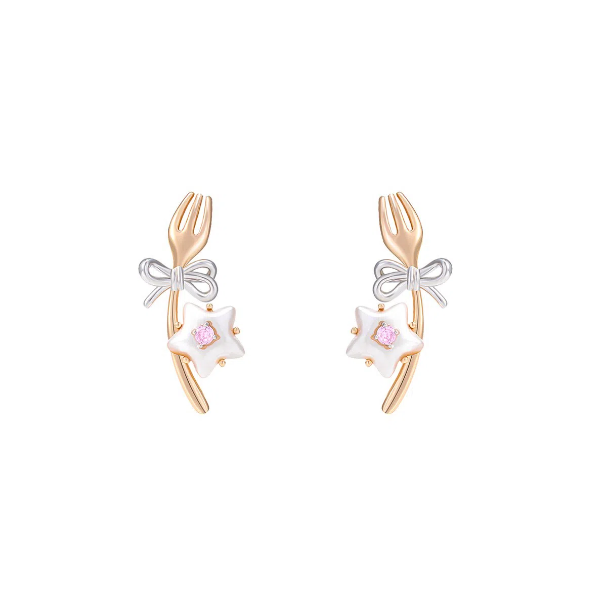 SUMIYAKI Cream Star Banquet Copper Earrings