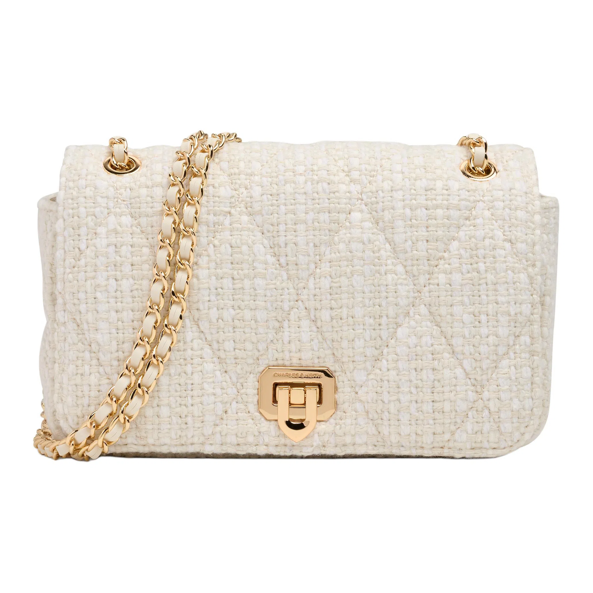 CHARLES&KEITH Tweed Chain Square Bag Small