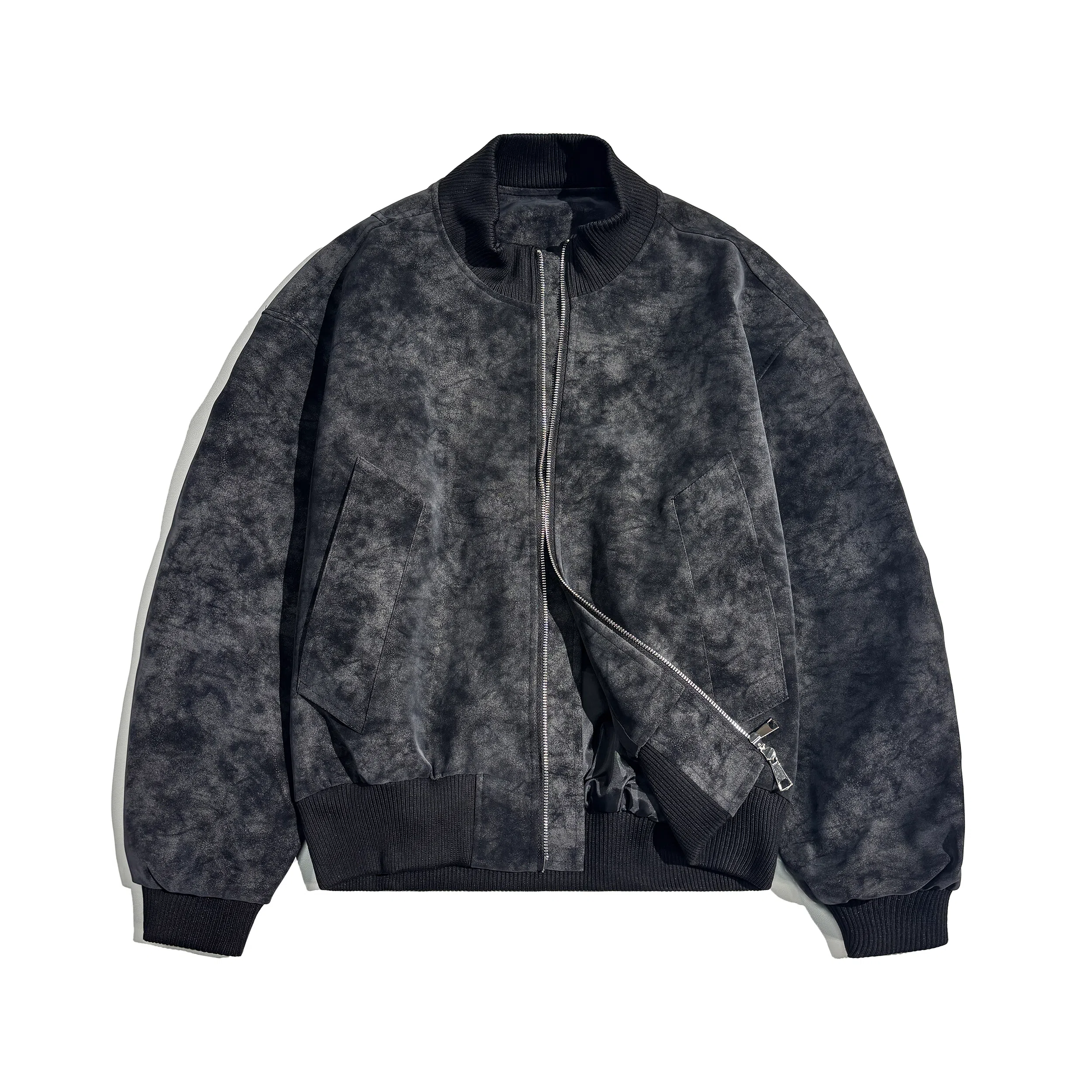 【dme】 美式复古做旧扎染设计感立领廓形棒球服时尚秋款百搭中性宽松休闲高品质小众长袖夹克外套 男女同款