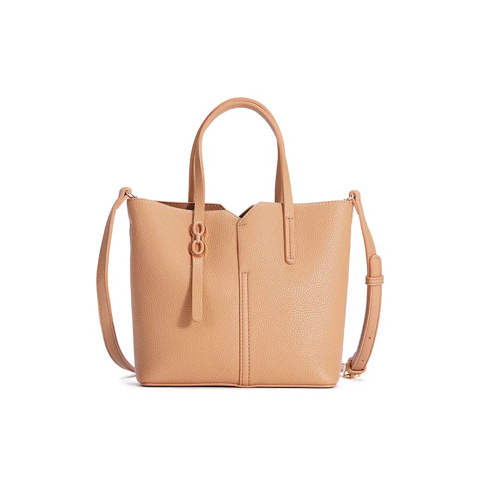 都宝路 精致简约大容量 合成革 水桶包斜挎包 中号 女款 杏色/粉色/米白/黑色