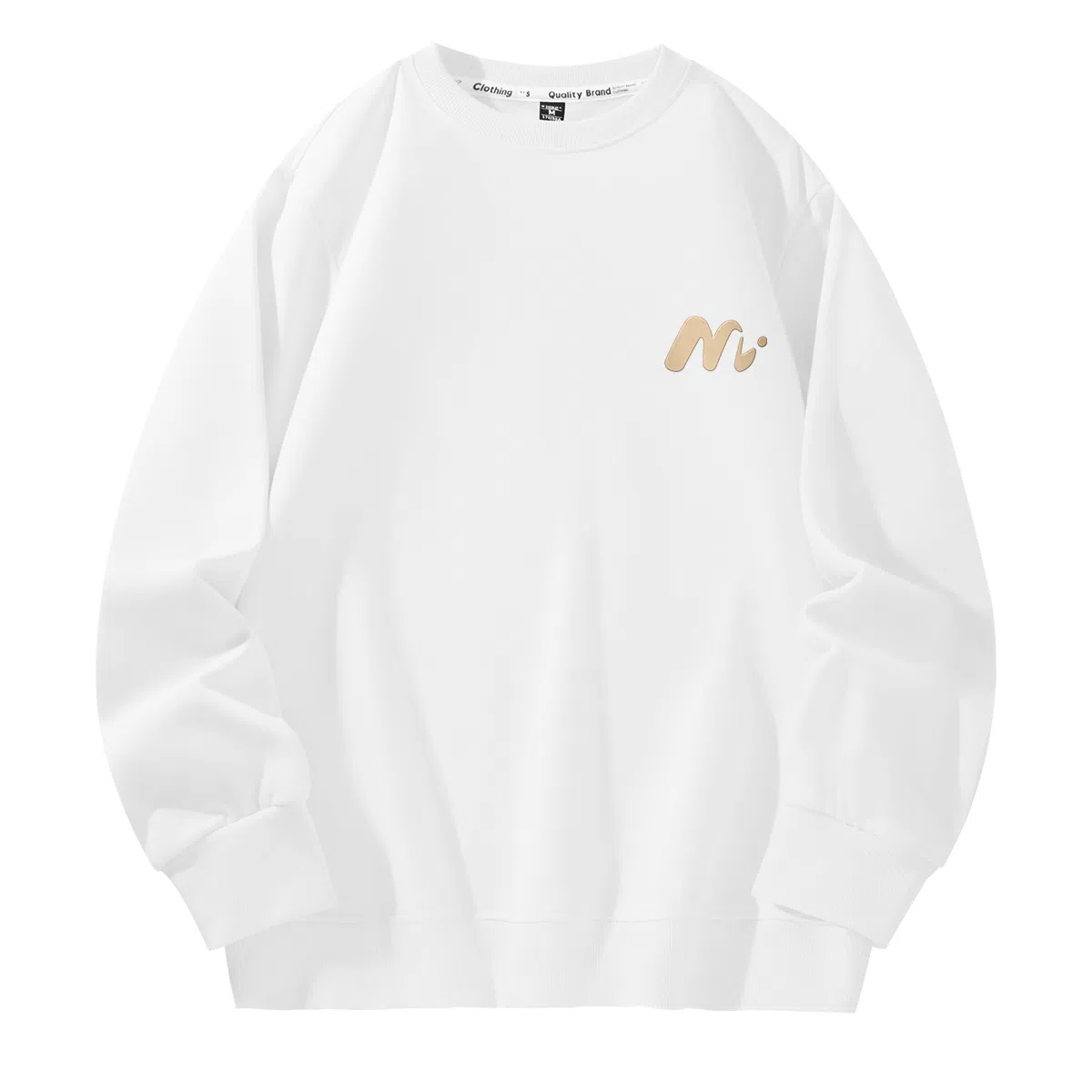 棉致 浮雕波浪简约纯色复古休闲柔软抗皱舒适基础百搭美式街头宽松落肩套头圆领卫衣 男女同款