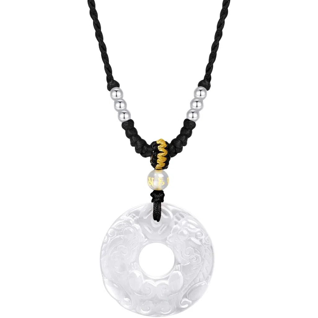 【S990足银纯银 招财纳福】 七好美银 貔貅平安扣 国潮国风精致轻奢时尚优雅 简约小众高级感设计 日常通勤百搭 玉髓 项链 男女同款情侣款