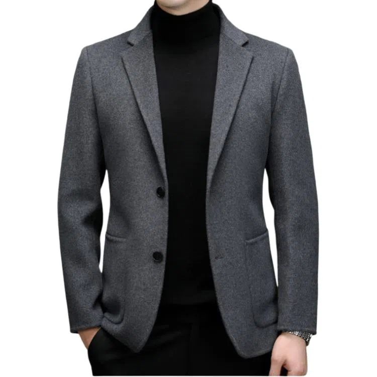 时尚优雅保暖男士羊毛毛呢双面尼外套西装 男款
