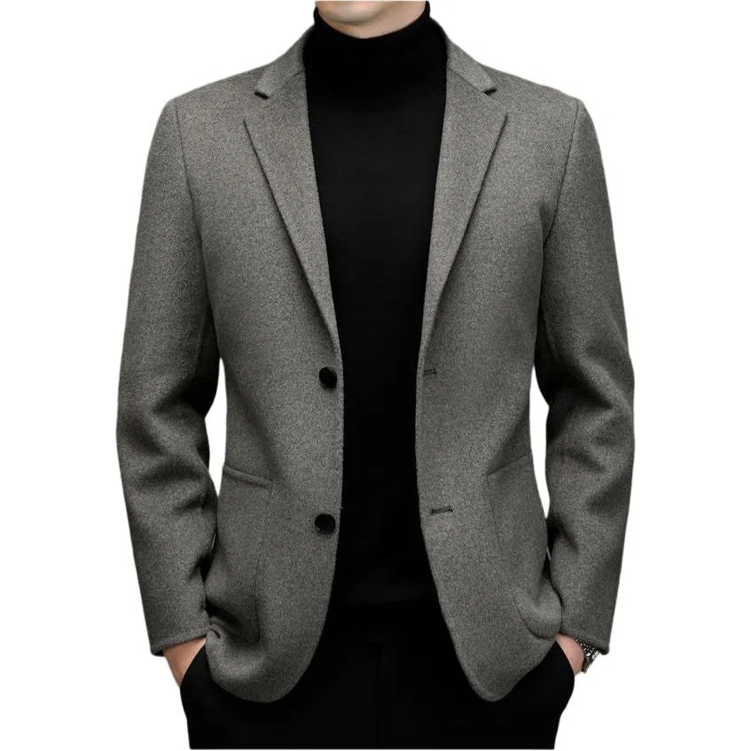 时尚优雅保暖男士羊毛毛呢双面尼外套西装 男款
