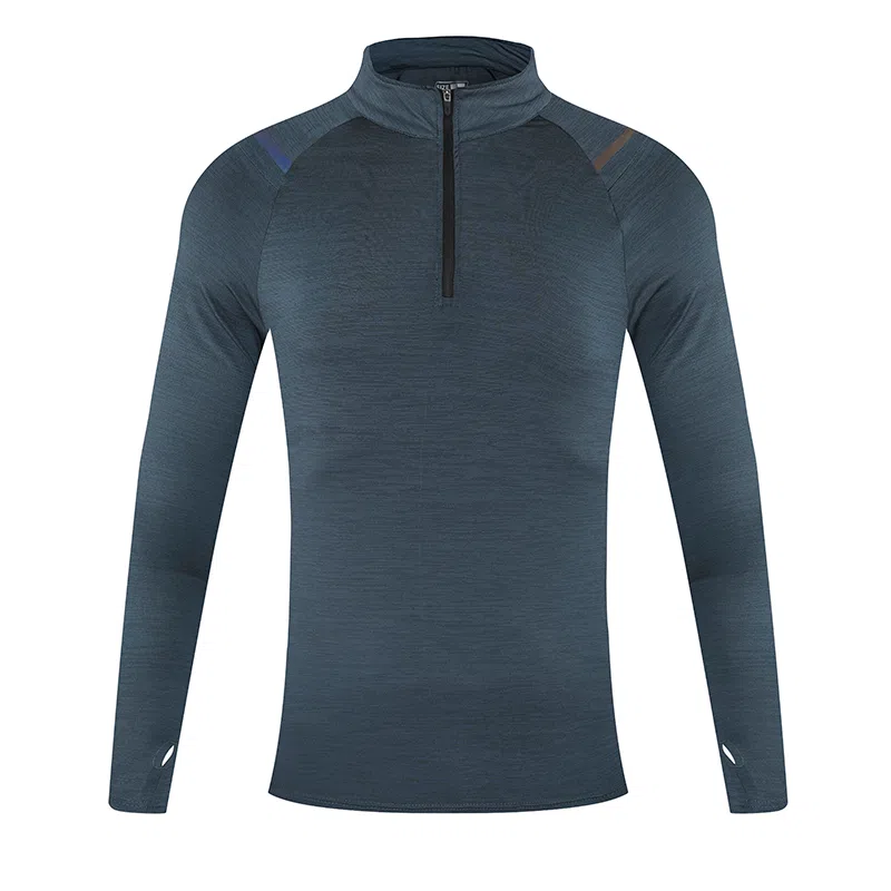 左岸 冰丝透气弹力立领半开胸拉链卫衣男士运动长袖日常通勤休闲紧身衣健身服女吸汗跑步上衣修身显瘦健身衣 男款