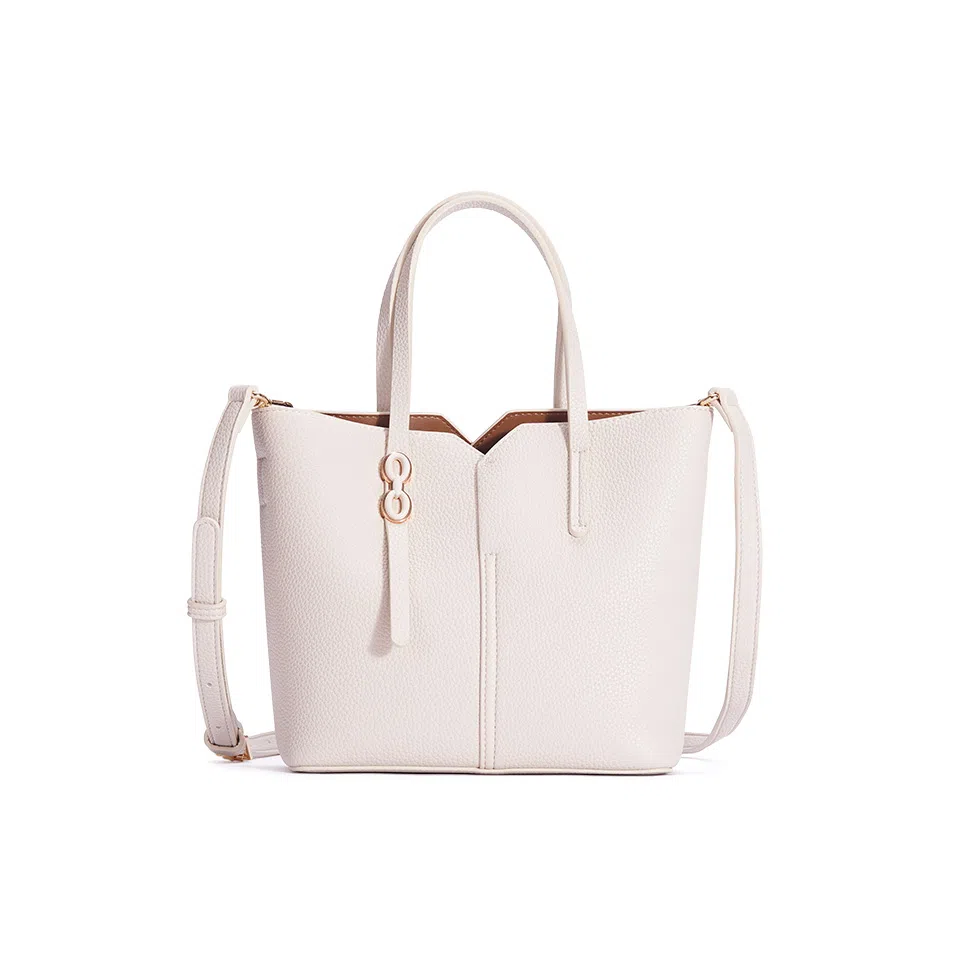 都宝路 精致简约大容量 合成革 水桶包斜挎包 中号 女款 杏色/粉色/米白/黑色