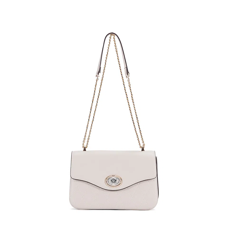 都宝路 质感百搭轻便日常通勤约会出行简约菱格链条 牛皮拼合成革 单肩斜挎包 女款 多色