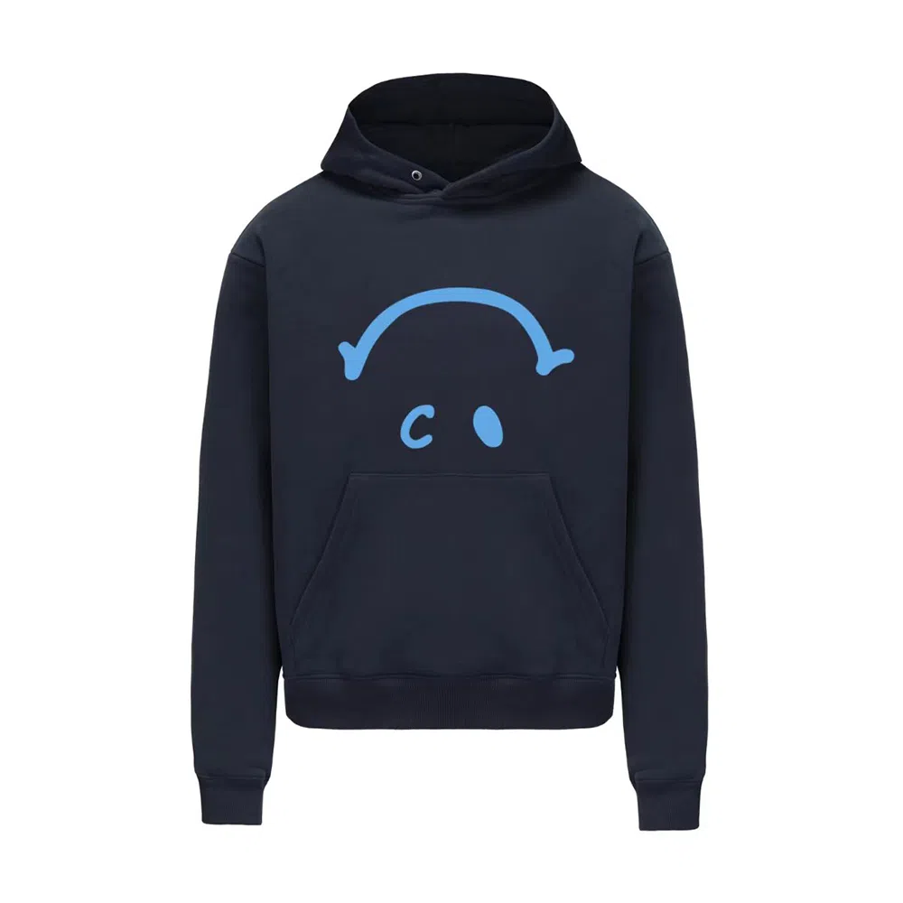 识恩 韩系创意倒笑脸加绒连帽套头卫衣 女款