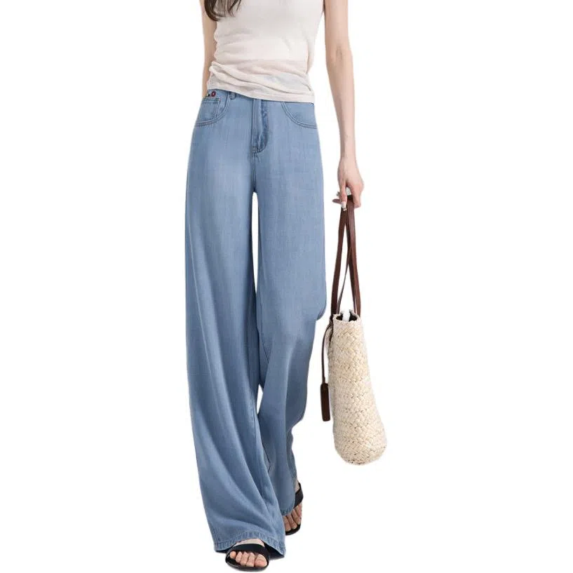 【dme】 夏季薄款宽松显瘦拖地直筒裤牛仔裤 女款