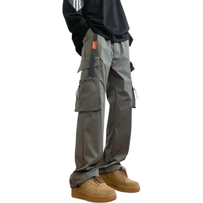 顶峰保罗 美式痞帅薄款简约工装直筒长裤大口袋设计感潮牌宽松小众百搭高街凉感舒适休闲裤 男女同款