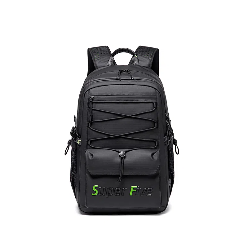 北极猎人 潮流工装学生高中生高颜值时尚学院风休闲大容量防水通勤 皮膜 双肩包背包书包电脑包 常规 男女同款情侣款 黑色/白色/灰色