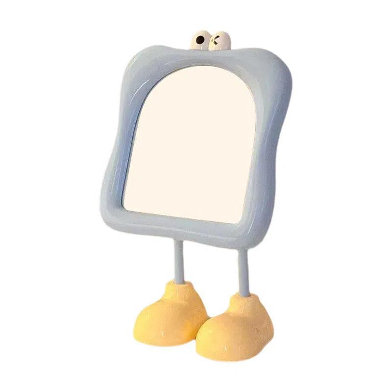 悦语大脚丫化妆镜桌面台式单面卡通大眼宿舍美妆补妆梳妆公主镜镜子 台式镜
