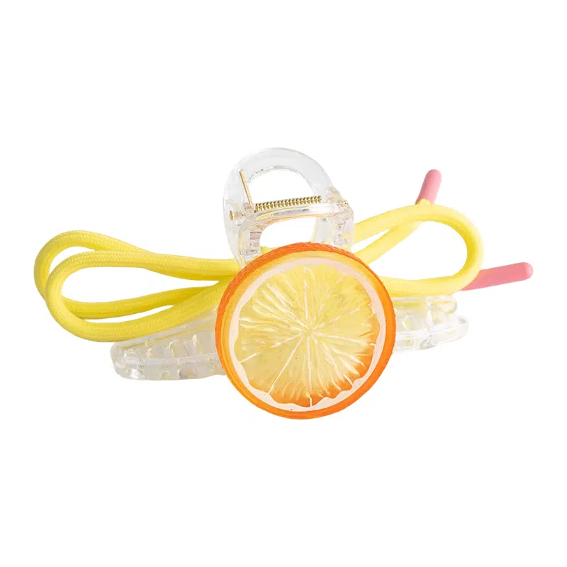 蒙妮 清新夏日柠檬蝴蝶结大号抓夹 亚克力 发夹 女款